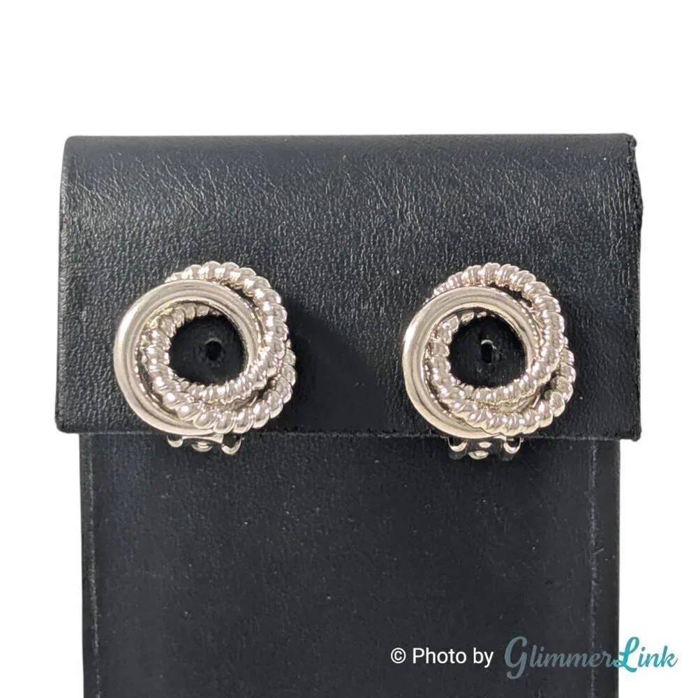 Vintage Lisner Knot Small Silver Tone Clip On Earrings